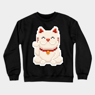 Japanese 8-Bit Lucky Cat Maneki neko Crewneck Sweatshirt